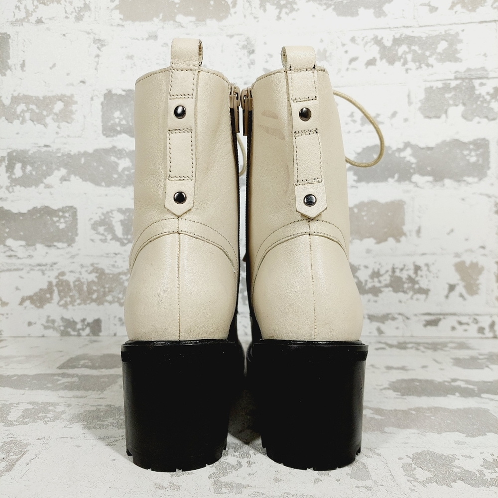 NEW Seychelles Womens Irresistible Off White Black Lace Up Ankle Boots O433 - Picture 6 of 11